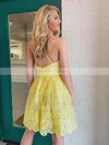 A-line Square Neckline Short/Mini Tulle Appliques Lace Prom Dresses #PDS020107014