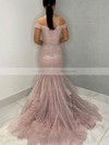 Trumpet/Mermaid Off-the-shoulder Sweep Train Glitter Beading Prom Dresses #PDS020107029