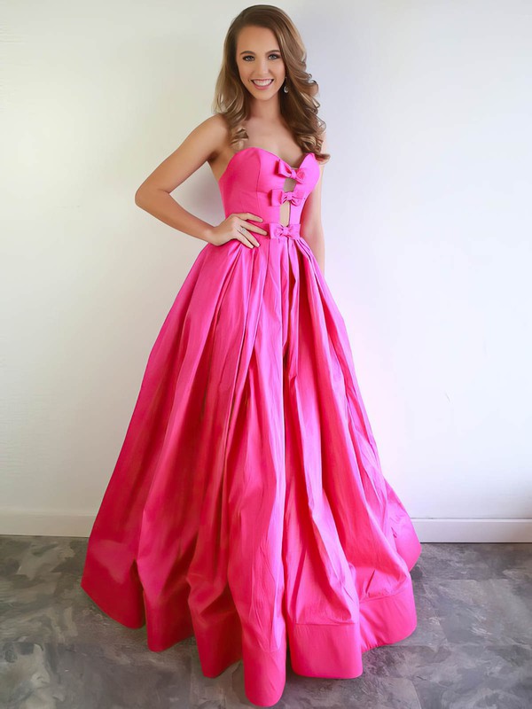 Ball Gown Sweetheart Floor-length Satin Bow Prom Dresses #PDS020107030