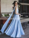 A-line One Shoulder Floor-length Silk-like Satin Ruffles Prom Dresses #PDS020107042