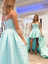 A-line Strapless Asymmetrical Silk-like Satin Prom Dresses #PDS020107083