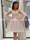 A-line V-neck Glitter Short/Mini Short Prom Dresses #PDS020107131
