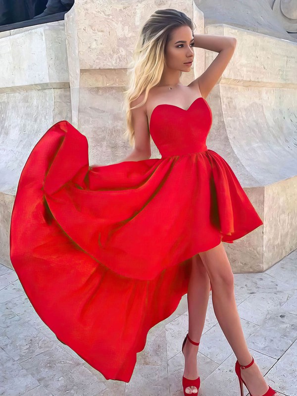 A-line Sweetheart Asymmetrical Satin Prom Dresses #PDS020107147