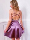 A-line V-neck Short/Mini Silk-like Satin Prom Dresses #PDS020107166