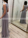 A-line Scoop Neck Sweep Train Chiffon Appliques Lace Prom Dresses #PDS020107168