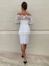 Sheath/Column Off-the-shoulder Lace Short/Mini Short Prom Dresses #PDS020107224