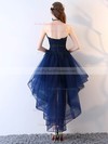 A-line Strapless Asymmetrical Organza Appliques Lace Prom Dresses #PDS020107235
