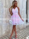 A-line Halter Lace Short/Mini Sashes / Ribbons Short Prom Dresses #PDS020107239