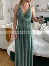 A-line One Shoulder Floor-length Silk-like Satin Ruffles Bridesmaid Dresses #PDS01013824