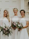 A-line Scoop Neck Asymmetrical Silk-like Satin Appliques Lace Bridesmaid Dresses #PDS01013859
