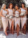 A-line One Shoulder Asymmetrical Silk-like Satin Pleats Bridesmaid Dresses #PDS01013880