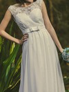 Exclusive Scoop Neck White Chiffon Lace Sashes/Ribbons Open Back Wedding Dresses #PDS00020703