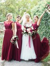 A-line Scoop Neck Floor-length Chiffon Beading Bridesmaid Dresses #PDS01013888