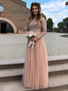 A-line Scoop Neck Floor-length Tulle Glitter Bridesmaid Dresses #PDS01013891