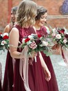 A-line Scoop Neck Floor-length Tulle Sequined Bridesmaid Dresses #PDS01014121
