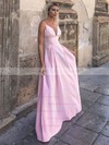 A-line V-neck Floor-length Silk-like Satin Bridesmaid Dresses #PDS01014134