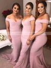 Trumpet/Mermaid Off-the-shoulder Sweep Train Stretch Crepe Bridesmaid Dresses #PDS01014141