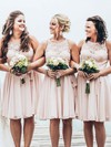 A-line Scoop Neck Knee-length Chiffon Appliques Lace Bridesmaid Dresses #PDS01014148