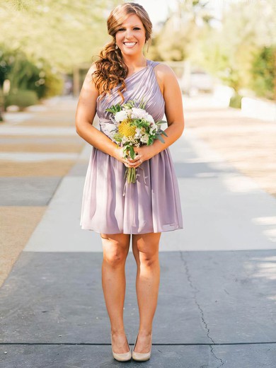 A-line One Shoulder Knee-length Chiffon Bridesmaid Dresses #PDS01014154