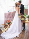 A-line Off-the-shoulder Court Train Chiffon Beading Wedding Dresses #PDS00023865