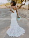 Trumpet/Mermaid V-neck Sweep Train Lace Wedding Dresses #PDS00023889