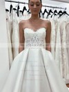 Ball Gown Strapless Court Train Satin Appliques Lace Wedding Dresses #PDS00023913