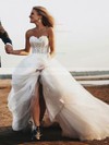 Ball Gown Strapless Court Train Glitter Appliques Lace Wedding Dresses #PDS00023925