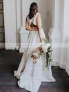 Ball Gown Scoop Neck Court Train Satin Split Front Wedding Dresses #PDS00023930