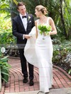 Trumpet/Mermaid Square Neckline Sweep Train Stretch Crepe Wedding Dresses #PDS00023934