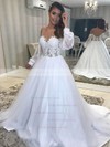 Ball Gown Off-the-shoulder Court Train Tulle Appliques Lace Wedding Dresses #PDS00023939