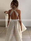 A-line Square Neckline Asymmetrical Glitter Wedding Dresses #PDS00023941