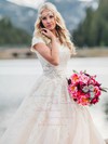 Ball Gown Scalloped Neck Court Train Tulle Beading Wedding Dresses #PDS00023949