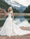 Ball Gown Scalloped Neck Court Train Tulle Beading Wedding Dresses #PDS00023949