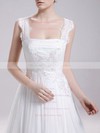 Newest Sweep Train Chiffon Lace Straps Square Neckline A-line Wedding Dresses #PDS00020719