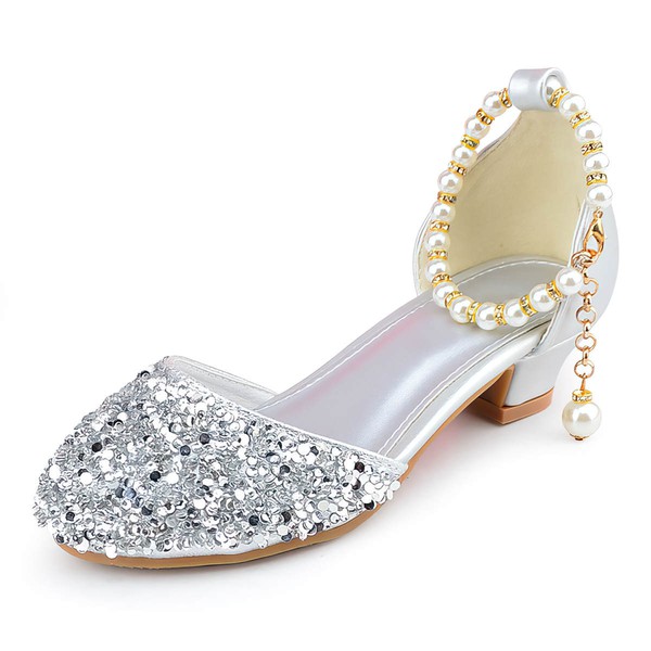 Kids' Closed Toe PVC Crystal Low Heel Girl Shoes #PDS03031490