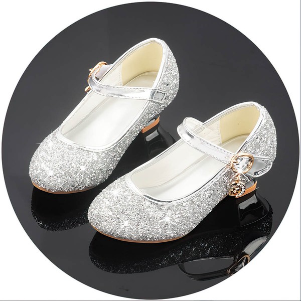 Kids' Closed Toe PVC Crystal Low Heel Girl Shoes #PDS03031491
