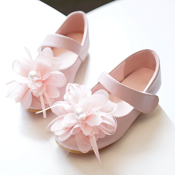 Kids' Closed Toe PVC Flower Flat Heel Girl Shoes #PDS03031506