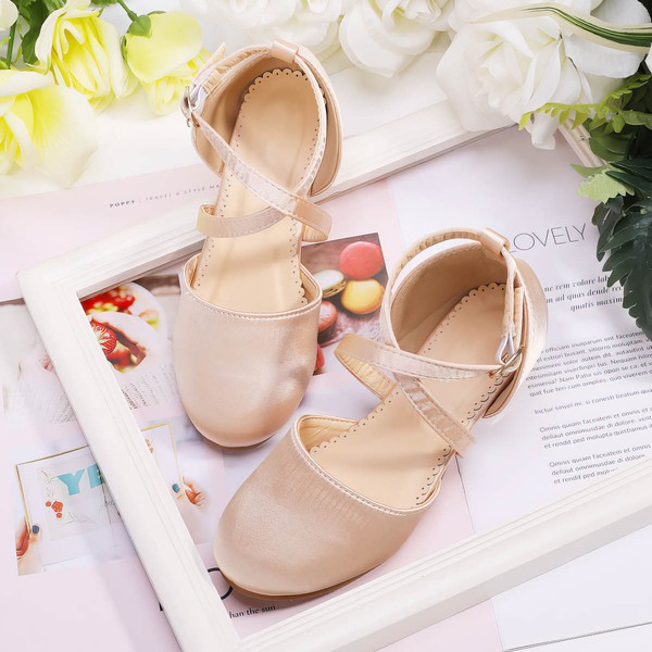 Kids' Closed Toe Cloth Buckle Low Heel Girl Shoes #PDS03031514