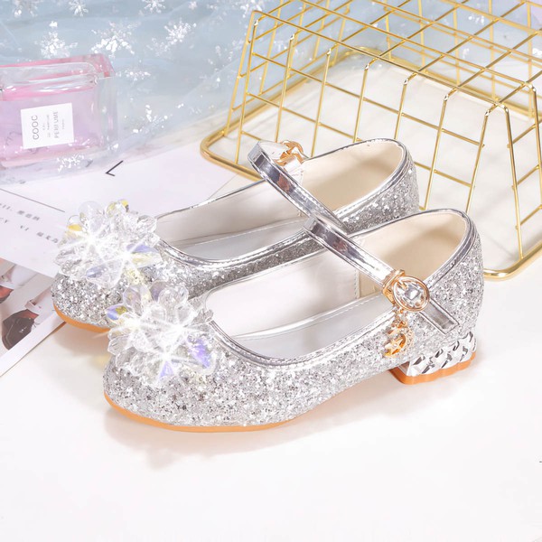 Kids' Closed Toe Sparkling Glitter Rhinestone Flat Heel Girl Shoes #PDS03031523