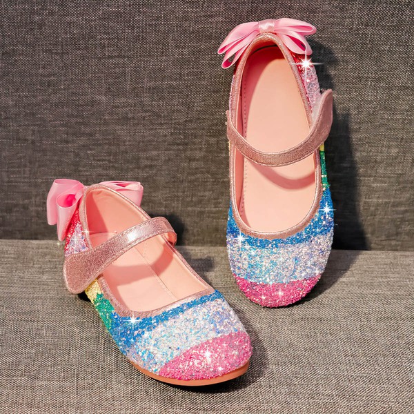 Kids' Flats Sparkling Glitter Bowknot Flat Heel Girl Shoes #PDS03031529