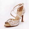 Women's Sandals Satin Crystal Stiletto Heel Dance Shoes #PDS03031093