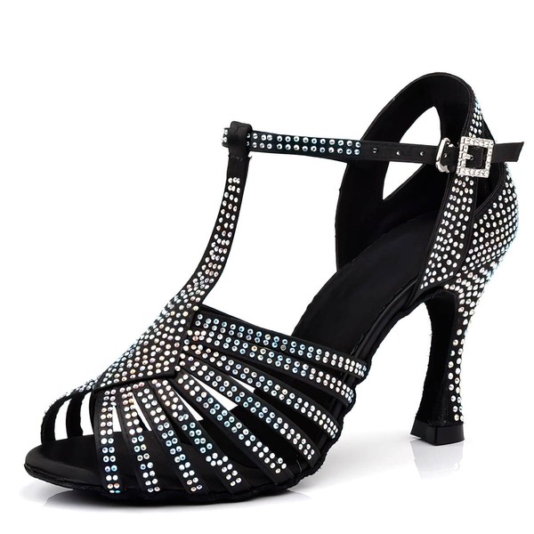 Women's Sandals Satin Crystal Stiletto Heel Dance Shoes #PDS03031095