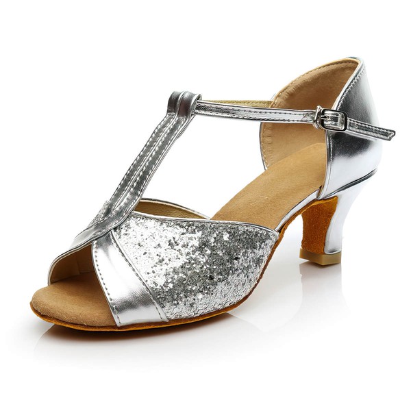 Women's Sandals Sparkling Glitter Buckle Stiletto Heel Dance Shoes #PDS03031102
