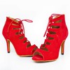 Women's Peep Toe Velvet Stiletto Heel Dance Shoes #PDS03031104