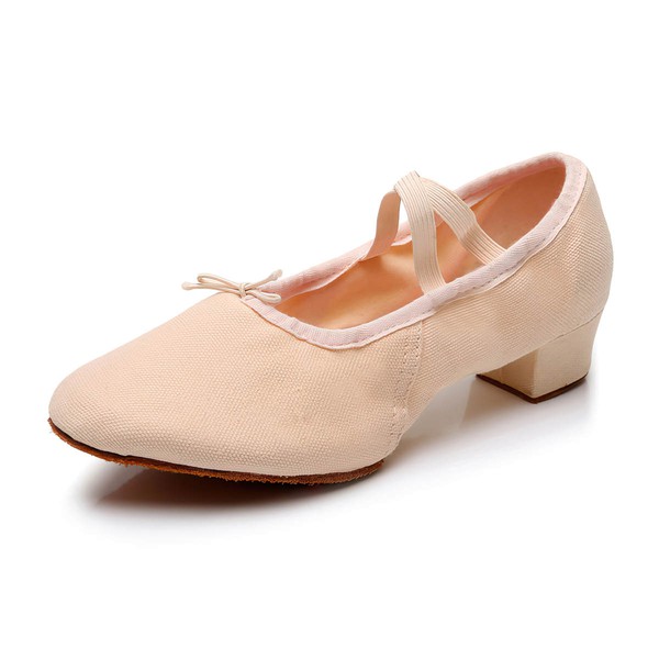 Women's Closed Toe Canvas Flat Heel Dance Shoes #PDS03031119