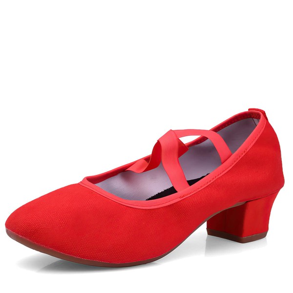 Women's Closed Toe Canvas Flat Heel Dance Shoes #PDS03031120