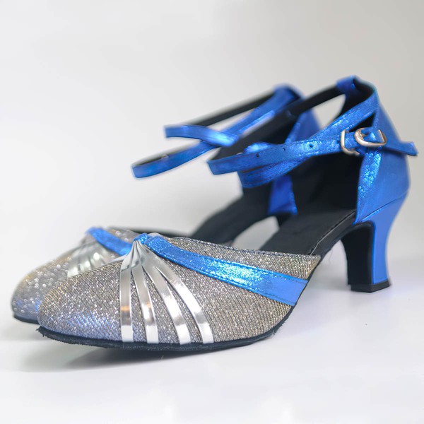 Women's Closed Toe Sparkling Glitter Kitten Heel Dance Shoes #PDS03031123