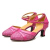Women's Closed Toe PVC Buckle Kitten Heel Dance Shoes #PDS03031234