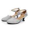 Women's Closed Toe Sparkling Glitter Buckle Kitten Heel Dance Shoes #PDS03031238
