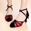 Women's Closed Toe Velvet Sequin Kitten Heel Dance Shoes #PDS03031240